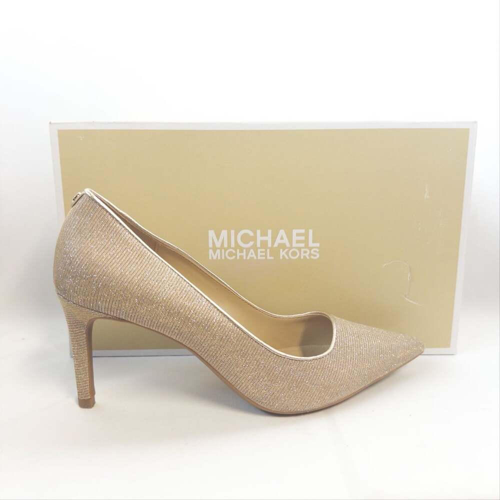 Michael Kors Alina Flex Pump Size 8.5M Camel Multi Glitter Chain Mesh